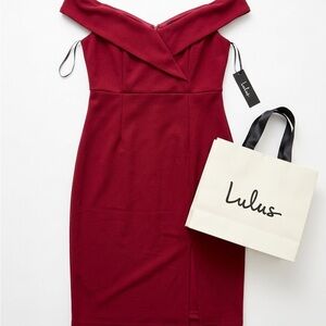 Lulu's One-Shoulder Burgundy Sheath Dress